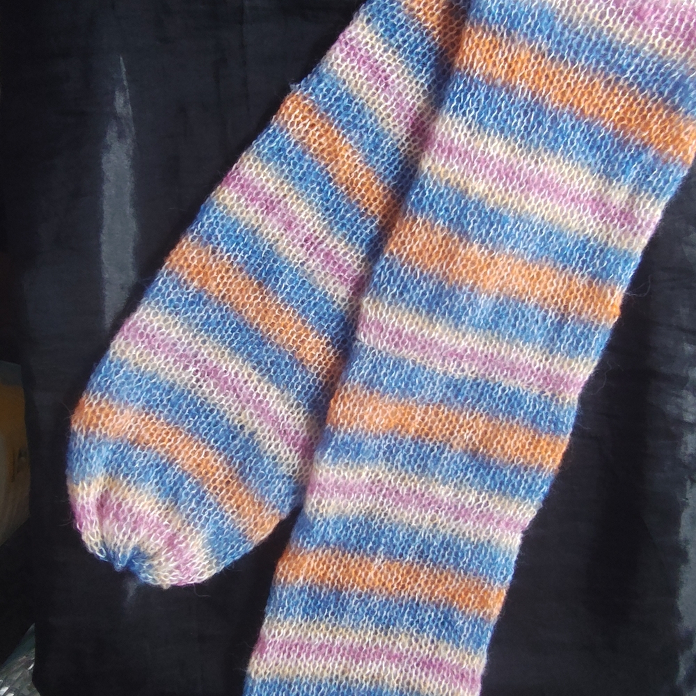 Striped Multicolor Mohair Scarf